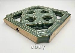 Chinese Jade Ceramic Breezeway Tiki Tile, Set of Two