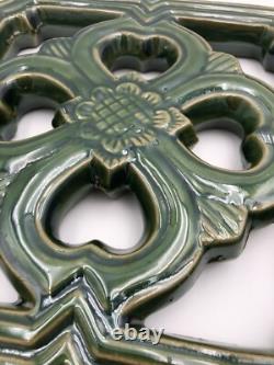 Chinese Jade Ceramic Breezeway Tiki Tile, Set of Two