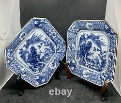 Ching-Te-Chen Blue&White China. Tea Set For Two. 3 Plates, 2 Saucers and 2 Cups