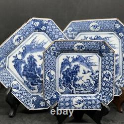 Ching-Te-Chen Blue&White China. Tea Set For Two. 3 Plates, 2 Saucers and 2 Cups