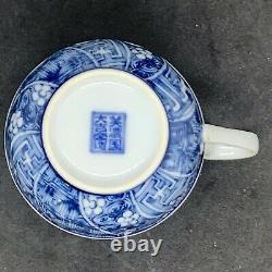 Ching-Te-Chen Blue&White China. Tea Set For Two. 3 Plates, 2 Saucers and 2 Cups