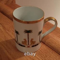 Christian Dior Casablanca exotic leopard palms 8 fl oz Mugs Set of 2 RARE