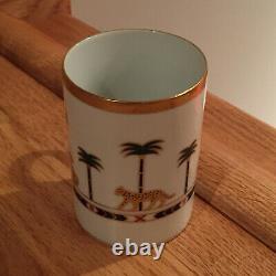 Christian Dior Casablanca exotic leopard palms 8 fl oz Mugs Set of 2 RARE