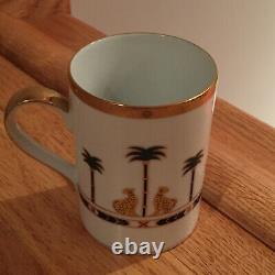 Christian Dior Casablanca exotic leopard palms 8 fl oz Mugs Set of 2 RARE