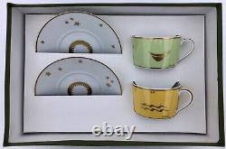 Christofle Porcelain Tea Set for Two, Tete-a-Tete, Model Nuit Etoilee OR