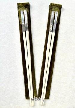 Christofle Silver Plated Chopsticks set of two with individual pouches