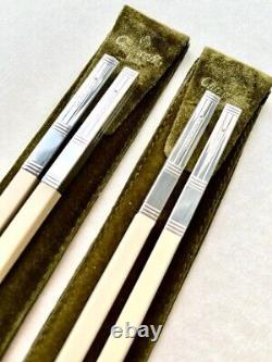 Christofle Silver Plated Chopsticks set of two with individual pouches