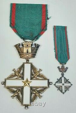 Circa 1960 Italian Republic Order of Merit Commander Cross Two Piece Medal Set
