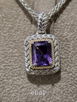 Colore SG. 925 & 18Kt Gold Two Tone Amethyst Necklace & Earring Set With Box