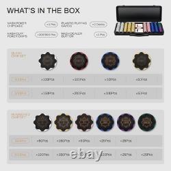 Complete 500 PCS Poker Set Texas Hold'em with Cards & Dealer for 10 Players