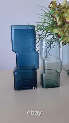Conran Shop Cube Vase Set of Two Tall and Small Blue Near unused