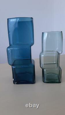 Conran Shop Cube Vase Set of Two Tall and Small Blue Near unused