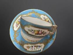 Continental Heavily Gilded & Hand Painted Flowers Cup & Saucer (handle A/F)