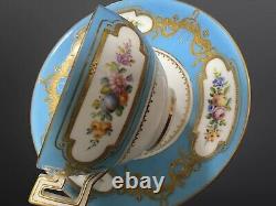 Continental Heavily Gilded & Hand Painted Flowers Cup & Saucer (handle A/F)