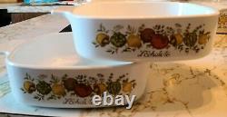Corning Ware Set Of Three Two-1 quart & One-1/2 quart Spice of Life One Lid