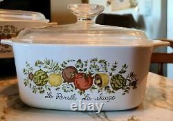 Corning Ware Set Of Three Two-1 quart & One-1/2 quart Spice of Life One Lid