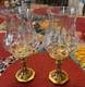 Crystal Hurricane Candle Holder Set (two) With Brass Base 11 1/2 Inches