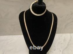 Cuoka 925 Italy Sterling Silver Two Tone Jewelry Set Bracelet & Necklace In Box