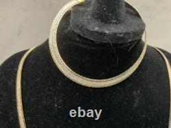 Cuoka 925 Italy Sterling Silver Two Tone Jewelry Set Bracelet & Necklace In Box