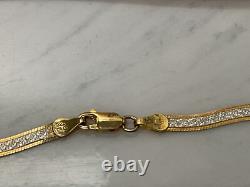 Cuoka 925 Italy Sterling Silver Two Tone Jewelry Set Bracelet & Necklace In Box