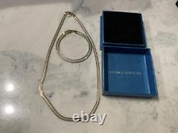 Cuoka 925 Italy Sterling Silver Two Tone Jewelry Set Bracelet & Necklace In Box