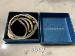 Cuoka 925 Italy Sterling Silver Two Tone Jewelry Set Bracelet & Necklace In Box