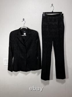 DD Collection Women's Two Piece Black Floral Paisley Suit Size 4 Made In Italy