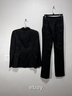 DD Collection Women's Two Piece Black Floral Paisley Suit Size 4 Made In Italy