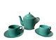Dayspring Tea Pot And Two Cups Withsaucer Aqua Color/porcelain Set Of 3/6 Pieces