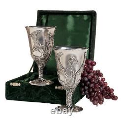 Design Toscano Dragon Pewter Goblets Set of Two with Gift Box