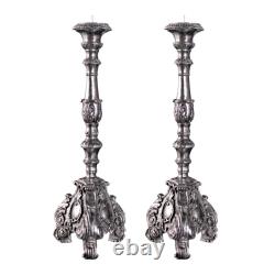 Design Toscano European Scroll-Footed Candlesticks Medium Set of Two