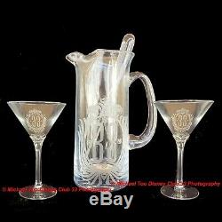 Disney Disneyland Club 33 Cocktail Set Mib Martini Mixer & Two Glasses New