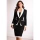 Doncaster Collection Black White Wool Silk Tuxedo Skirt Suit Jacket Set Women 12