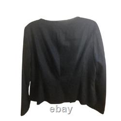 Doncaster Collection Black White Wool Silk Tuxedo Skirt Suit Jacket Set Women 12