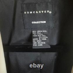 Doncaster Collection Black White Wool Silk Tuxedo Skirt Suit Jacket Set Women 12