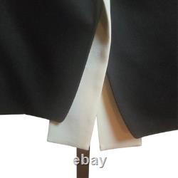 Doncaster Collection Black White Wool Silk Tuxedo Skirt Suit Jacket Set Women 12
