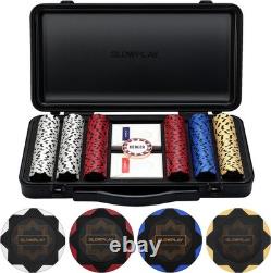Elegant Black Gold Poker Chip Set 300 PCS with Art Deco Design & Accessories
