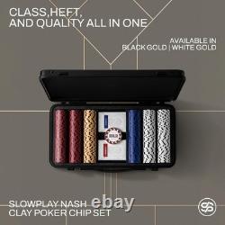 Elegant Black Gold Poker Chip Set 300 PCS with Art Deco Design & Accessories