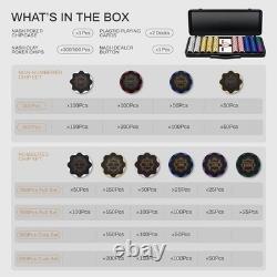 Elegant Black Gold Poker Chip Set 300 PCS with Art Deco Design & Accessories