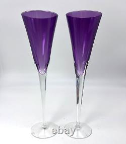 Elegant Set of Two Toasting Waterford Crystal Tall Eclipse Champagne Flutes