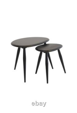 Ercol Collection Pebble Nest of Two Tables in Stained Black W49cm D34cm RRP £620