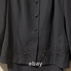 Executive Collection Beaded Jacket & Skirt Set Women's Plus 24W Dark Grey Formal