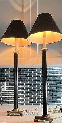 FREDRICK COOPER VINTAGE BRASS AND BLACK BUFFET LAMPS 36SET OF TWO With Shades