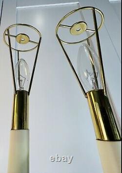 FREDRICK COOPER VINTAGE BRASS AND BLACK BUFFET LAMPS 36SET OF TWO With Shades