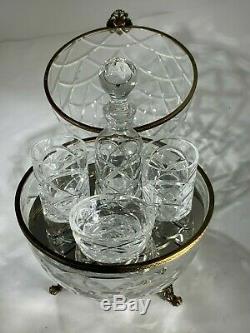 Faberge France Crystal Egg Caviar & Vodka Server Set Bowl, Two Glasses & Decanter