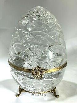 Faberge France Crystal Egg Caviar & Vodka Server Set Bowl, Two Glasses & Decanter