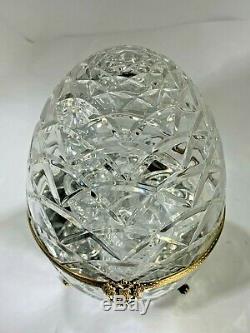 Faberge France Crystal Egg Caviar & Vodka Server Set Bowl, Two Glasses & Decanter