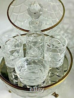 Faberge France Crystal Egg Caviar & Vodka Server Set Bowl, Two Glasses & Decanter