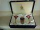 Faberge Grand Duke Martini Shaker Silver & Crystal & Two Glass Set With Case & Lid