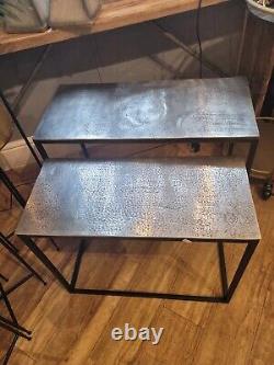 Farrah Collection Silver Set of Two Side Tables